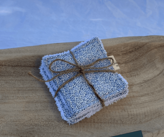 Lot de coton fleuris bleu